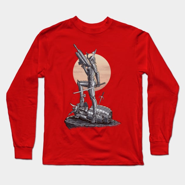 Sexy Ninja Robot Long Sleeve T-Shirt by Moutchy